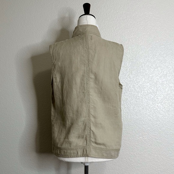Michael Stars 100% Linen Tan Military Fully Zip Vest Jackets, Sz Large - Picture 8 of 12